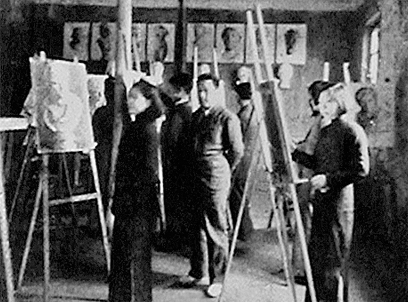 1931年，朱屺瞻受聘为新华艺术专科学校校董及教授。图为新华艺专教室