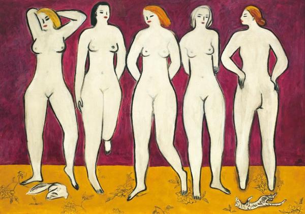 常玉《五裸女》油彩 纤维板 120 x 172 cm 1950年代作