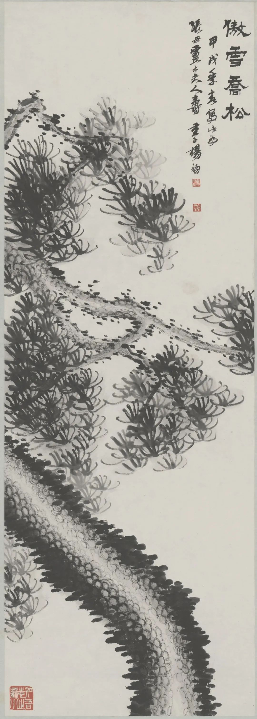 杨钧 绘墨松图轴 纸本 228×60.5厘米