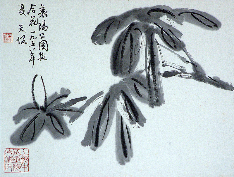 贺天健《襄阳公园夜合花》1958年 24×31