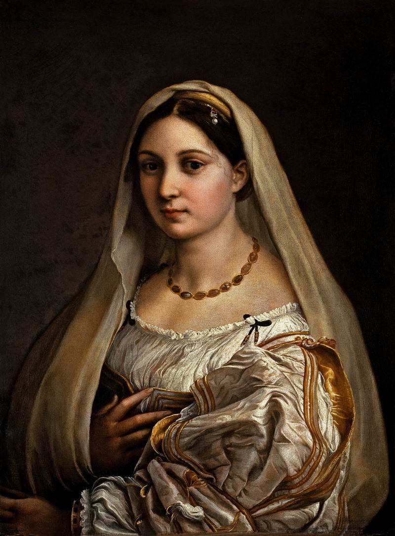 《披纱巾的少女》（馆藏复刻），拉斐尔·圣齐奥，82×60.5cm，布面油画