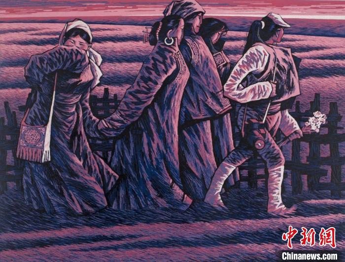 参展作品《朝霞尽染三千顷》。　黑龙江省美术馆供图