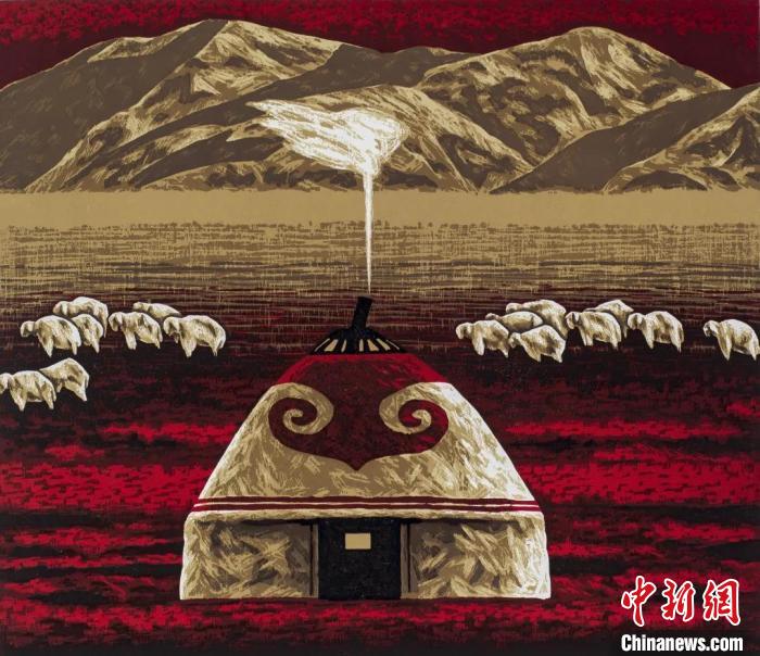 参展作品《远山之黎明》。　黑龙江省美术馆供图