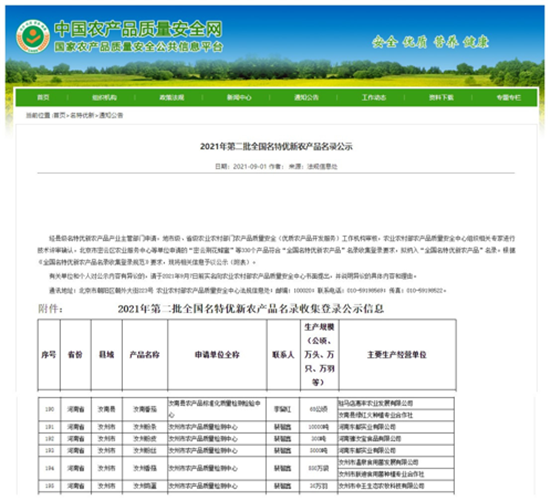 河南汝州市5个农产品入选“全国名特优新农产品”_fororder_image001