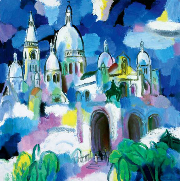陈钧德，《蒙马特高地圣心教堂》，100×100cm，布面油画，1999