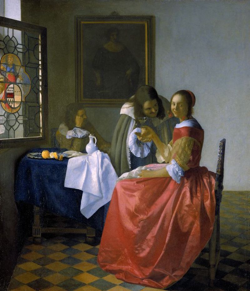 维米尔，《拿着酒杯的女孩》，1659-60， 赫尔佐格·安东-乌尔里希博物馆藏