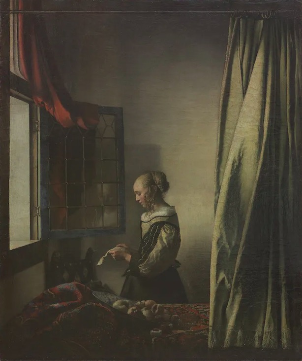 维米尔，《窗边读信的女孩》 （修复前，1657-1659),  Photo- Klut/Estel，© SKD