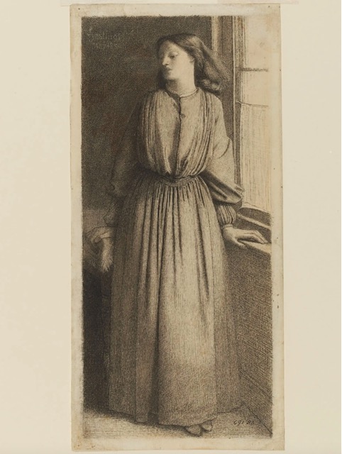 罗塞蒂画的西达尔，钢笔画，1854