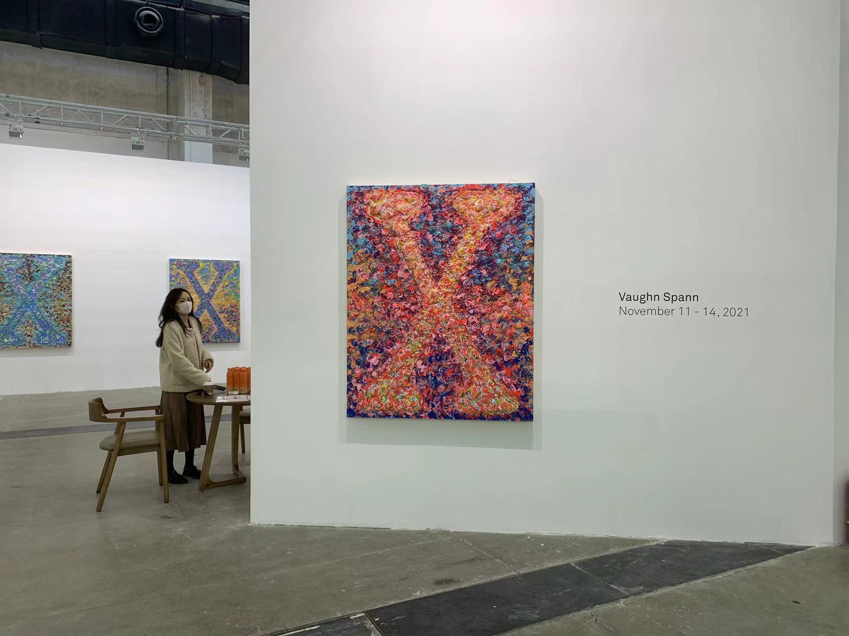 西岸艺术中心A馆一层，阿尔敏·莱希画廊展位呈现沃恩·斯班三个系列的个展