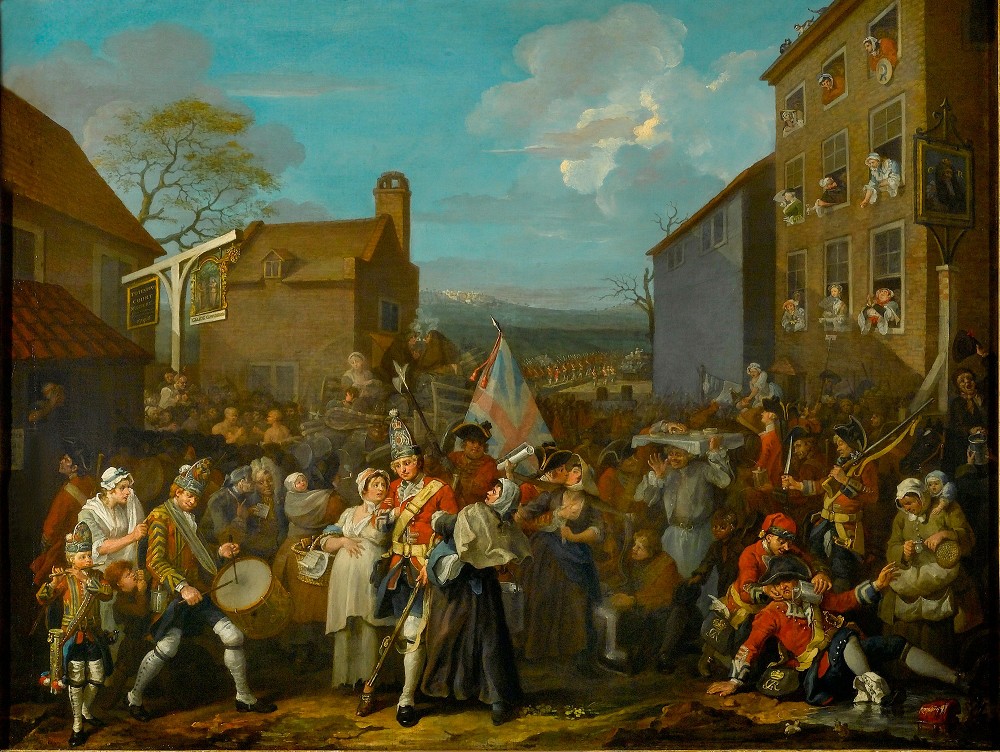 荷加斯《卫兵向芬奇利行进（The March of the Guards to Finchley）》 ，1750年