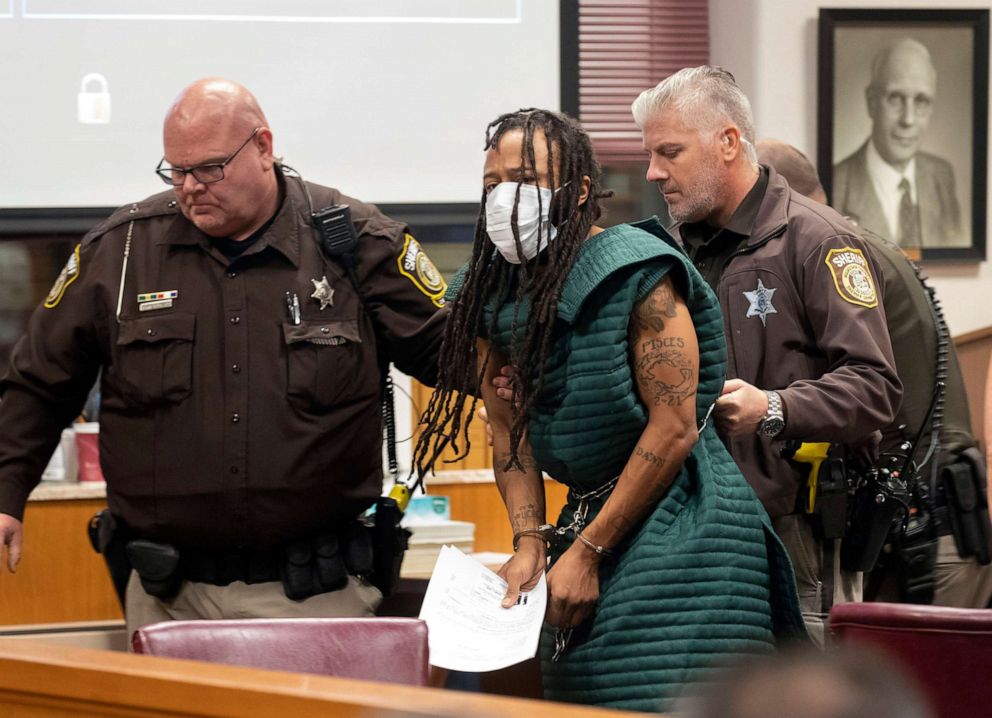 PHOTO: Darrell Brooks is escorted out of the courtroom after making his initial appearance in Waukesha, Wis., Nov. 23, 2021.
