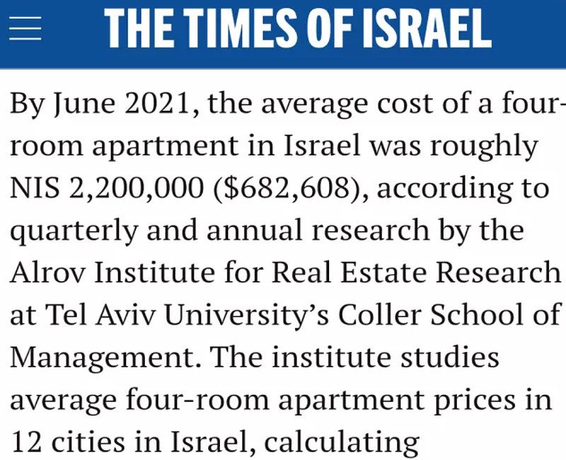 《以色列时报》对特拉维夫房价的报道