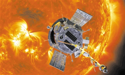 “帕克”太阳探测器艺术构想图（图片来源：物理学家组织网）