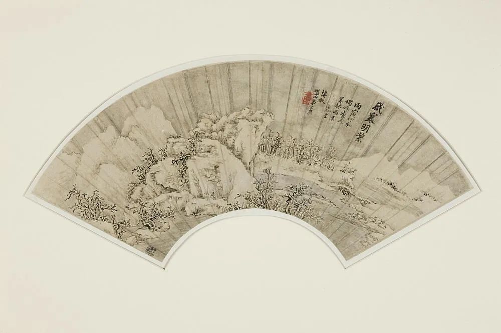 方士庶（1692—1751），《效李成寒林图》 1746年（清代），扇面，纸本淡色