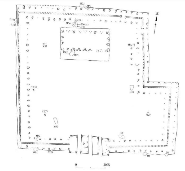图一  二里头遗址一号宫殿基址及东厨位置平面图