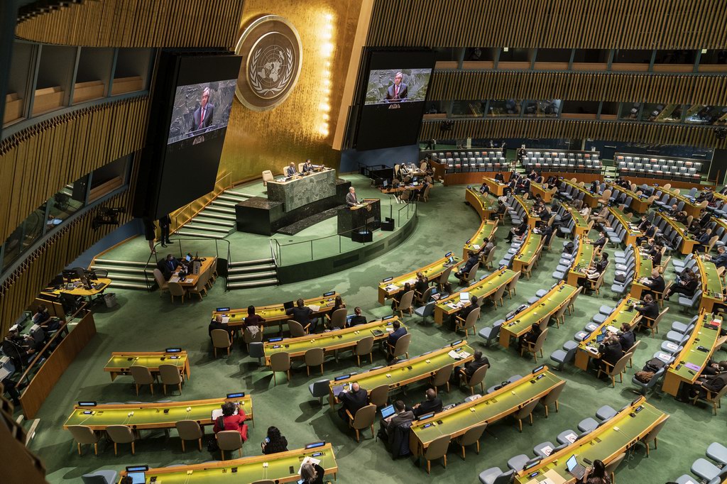 当地时间2022年2月23日，美国纽约，联合国大会就乌克兰局势举行会议。 人民视觉 图