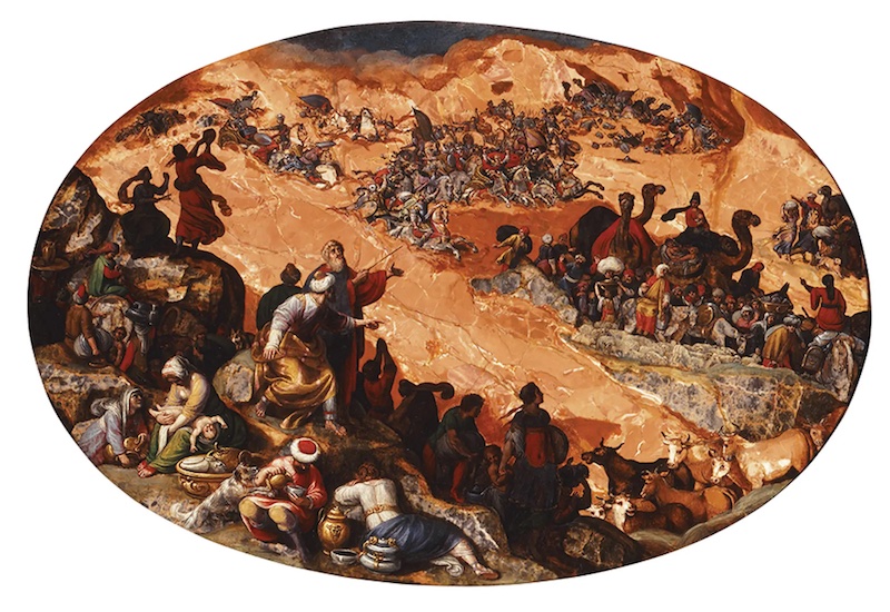 安东尼奥·坦佩斯塔（Antonio Tempesta）的《横渡红海》（ The Crossing of the Red Sea）（1610年代） 绘于角砾状灰岩 布达佩斯美术博物馆