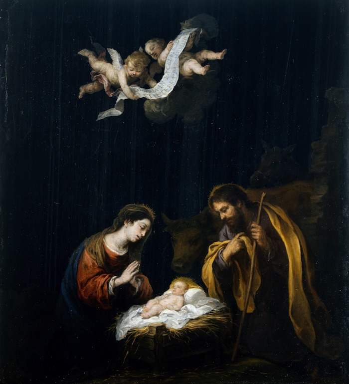 《耶稣诞生》（约1665-1670）绘制于黑曜石上