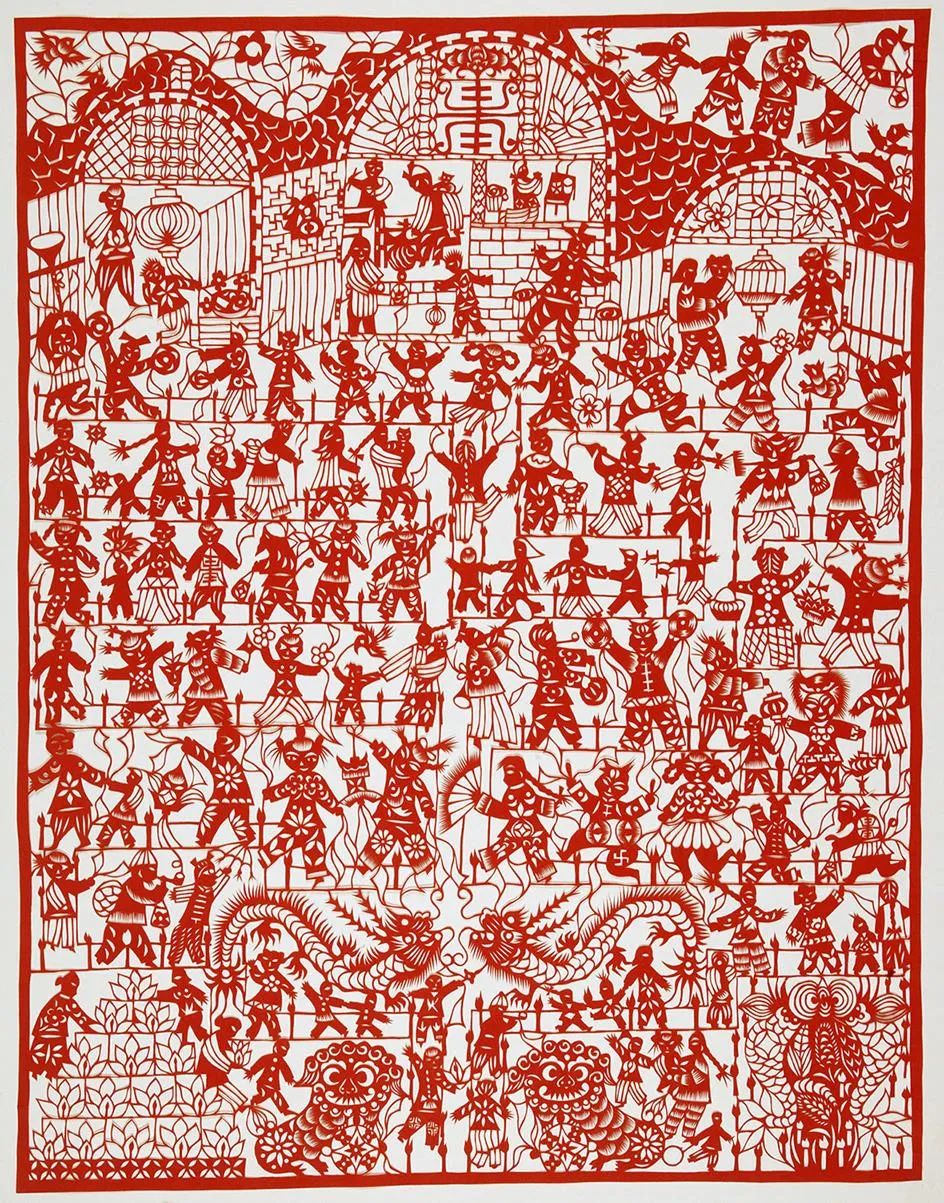 二月二 华月秀 剪纸 71×56cm  2007年 陕西榆林 中国美术馆藏 