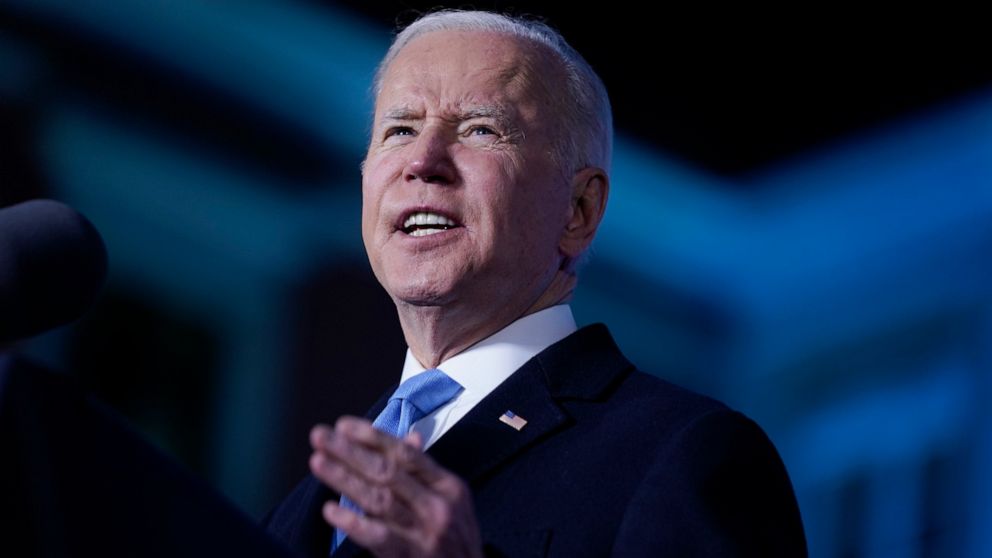 President Joe Biden delivers a speech about the Russian invasion of Ukraine, at the Royal Castle, Saturday, March 26, 2022, in Warsaw. (AP Photo/Evan Vucci)