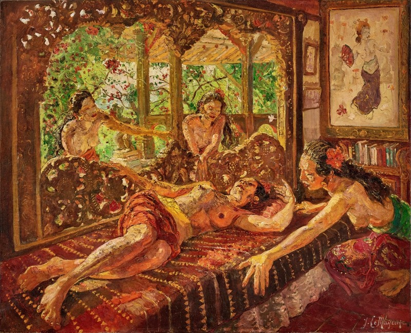 勒迈耶 《勒迈耶家中的峇里四美》 油画画布、89.5 x 111 公分、1954-57年作 成交价：6,930,000 港元