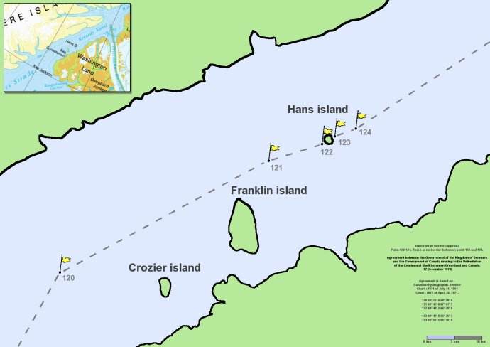 汉斯岛处于两边海岸12海里的领土范围之内，因此两国都可以在国际法律的框架下宣称对其领土主张。。