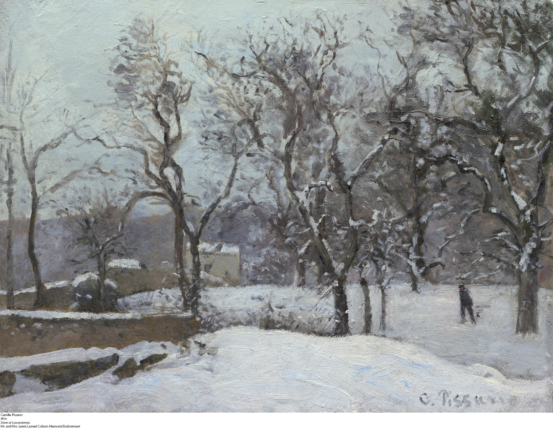 《卢西文尼的雪景》，卡米耶·毕沙罗，1870年，芝加哥艺术博物馆， 馆藏编号：1973.673
