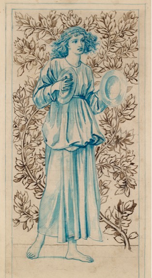 威廉·莫里斯（1834-1896），《吟游天使演奏钹》，约1867