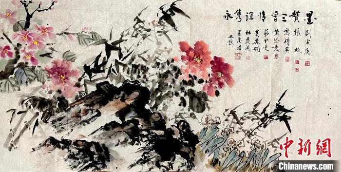 晋港两地书画家合作的作品。 山西省侨联供图 晋港两地书画家合作的作品。 山西省侨联供图