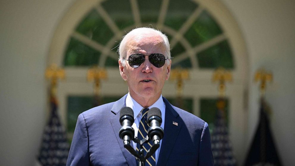 PHOTO: President Joe Biden announces his nomination of Air Force General Charles Brown, Jr., to serve as the next Chairman of the Joint Chiefs of Staff, in the Rose Garden of the White House in Washington, D.C., May 25, 2023.