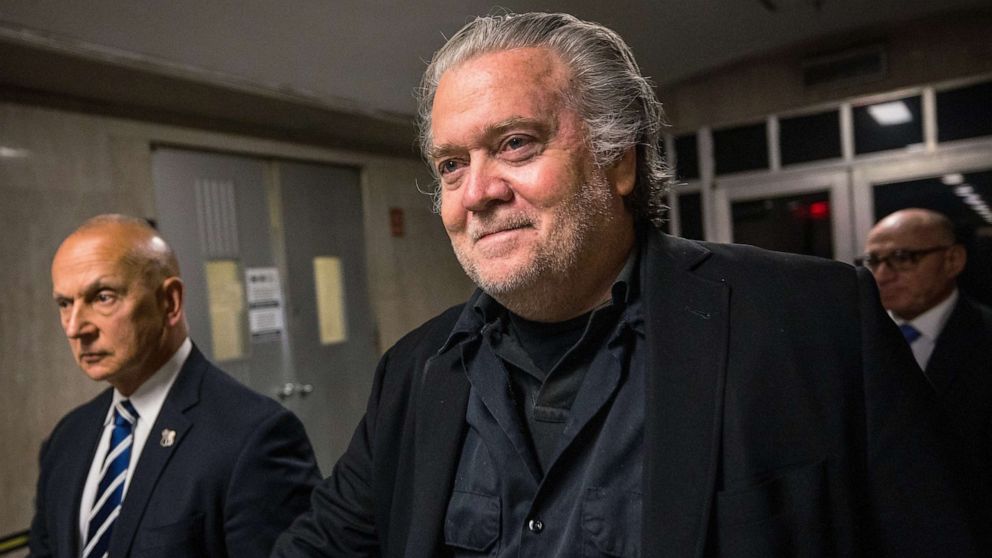 PHOTO: Steve Bannon, former advisor to President Donald Trump, leaves after a court appearance at NYS Supreme Court on May 25, 2023 in New York City.