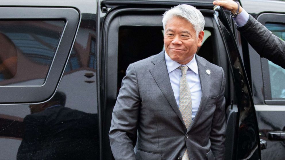 PHOTO: Deputy Secretary of Homeland Security John K. Tien arrives for a G7 Interior and Security Ministers Meeting in Eltville am Rhein, western Germany on Nov. 18, 2022.