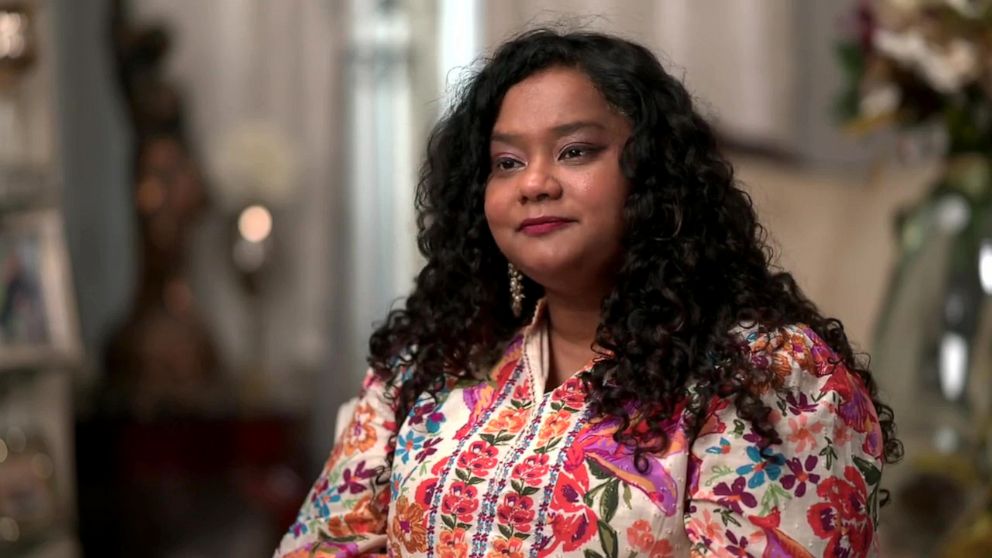 PHOTO: Thenmozhi Soundararajan, a South Asian-American activist, and the executive director of Equality Labs, speaks with ABC News.