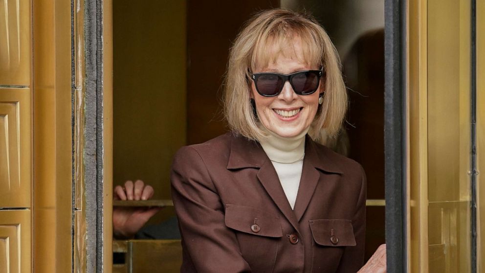 PHOTO: E. Jean Carroll walks out of Manhattan federal court, May 9, 2023, in New York.